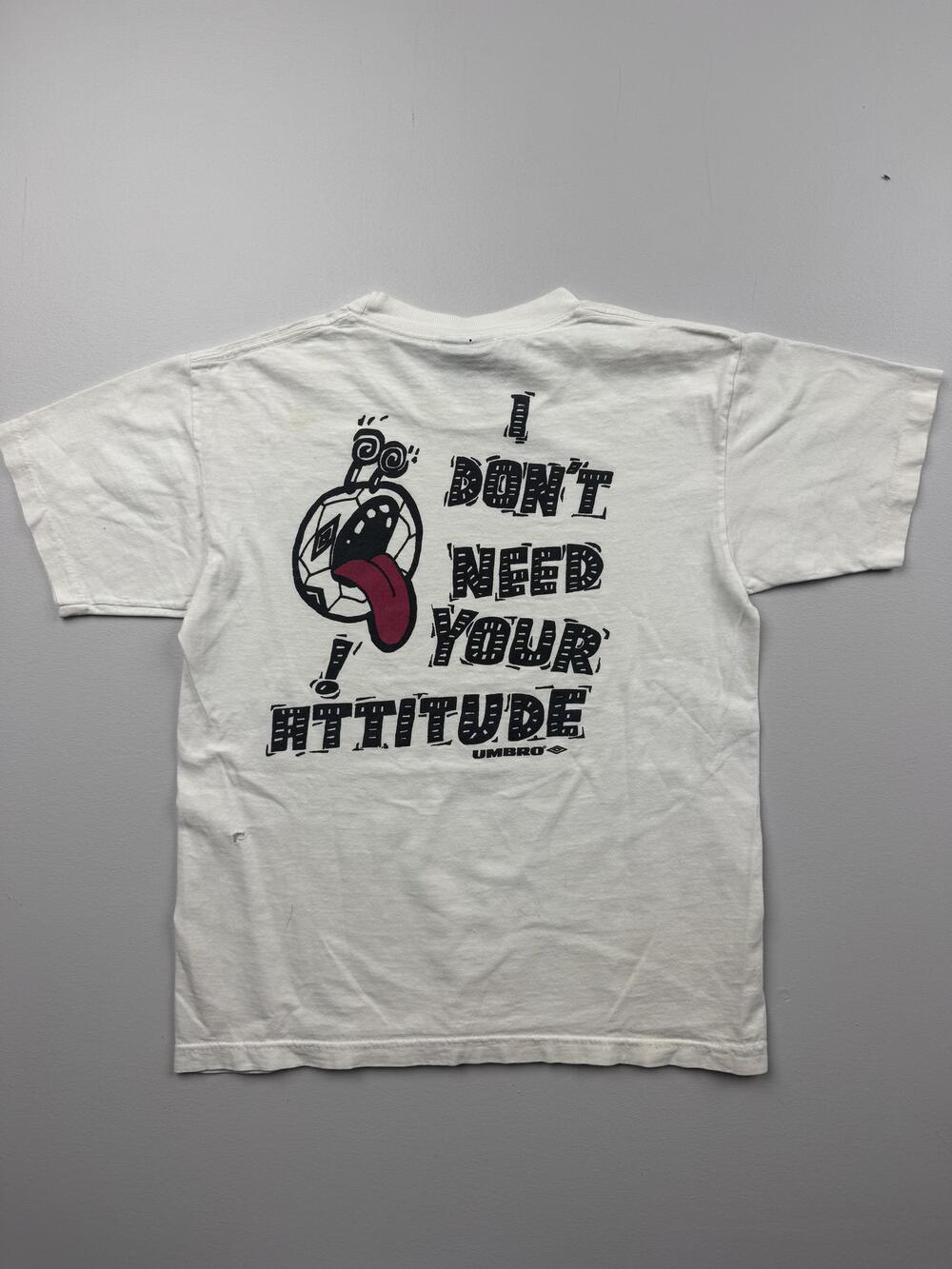 Vintage Umbro Shirt Youth Medium 10-12 White Soccer Graphic Tee Made In USA VTG